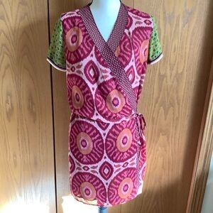 Scotch & Soda Colorful Patterned Block Wrap Kimono  Tunic/Dress Sz-S